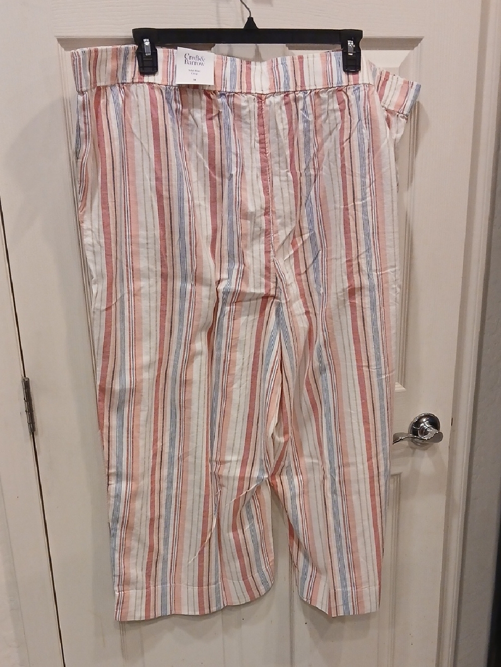 croft & barrow Peach and Blue Striped Mid-Rise Crop Pants